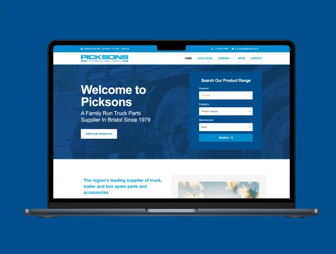 Single laptop website screen showcasing a home page
