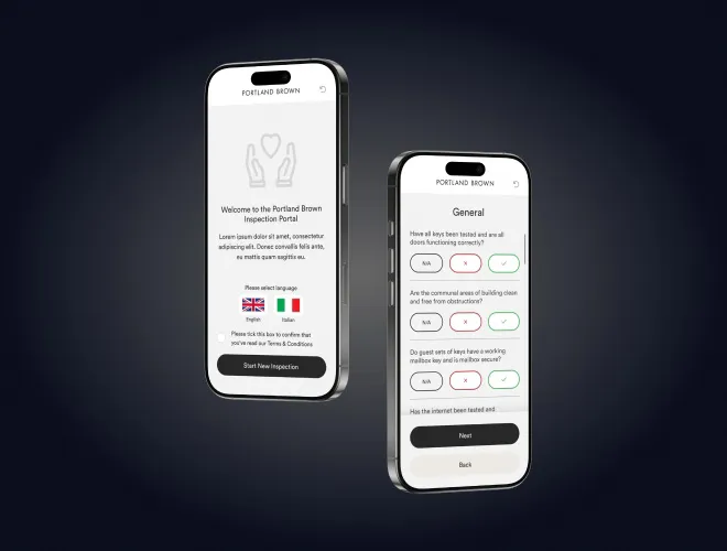 Two mobile website screens showcasing a form