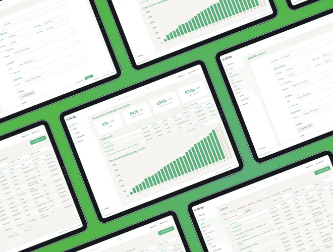 Group of desktop website screens showcasing a dashboard