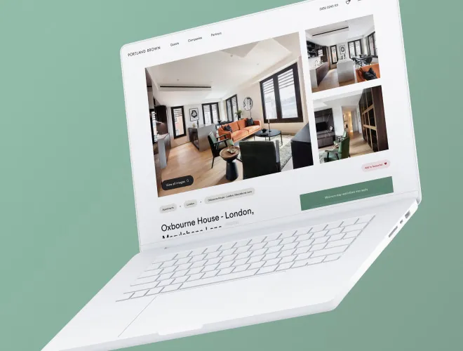 Single laptop website screen showcasing an apartment page